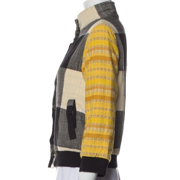 ACE & JIG DOMINO BLACK WHITE YELLOW CHECK BOMBER JACKET XS - Picture 6 of 16